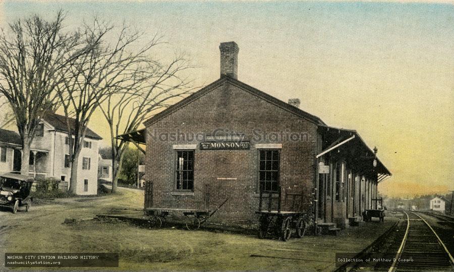 Postcard: Railroad Station, Monson, Massachusetts